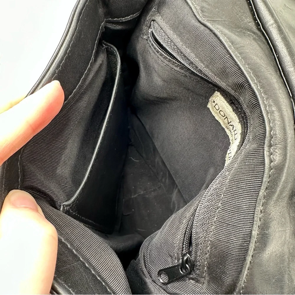 Donald J Pliner vintage black leather backpack clutch